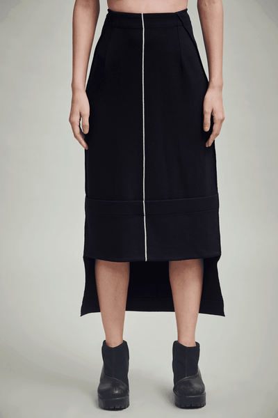 BLACK PONTE HIGH LOW SKIRT - dash and dot
