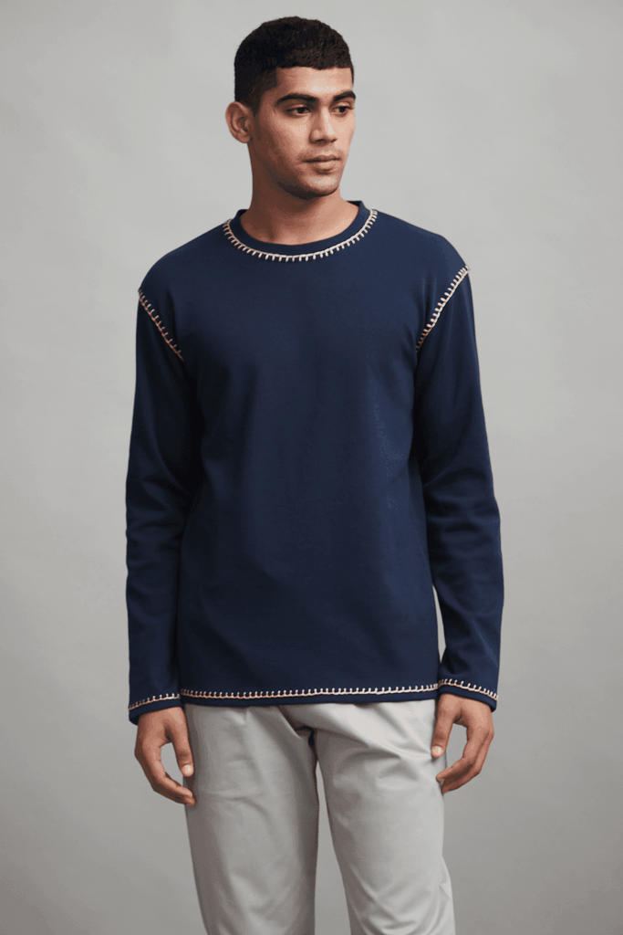 BLANKET STITCH SWEAT TEE - dash and dot dash and dot