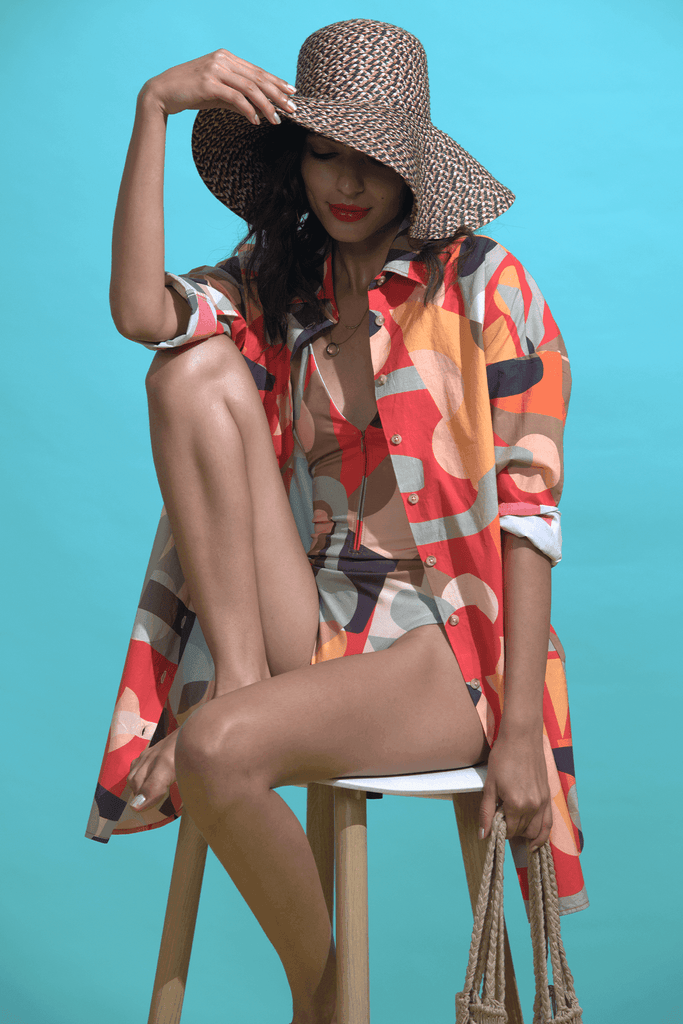 ABSTRACT PRINT SHIRT DRESS - dash and dot dash and dot