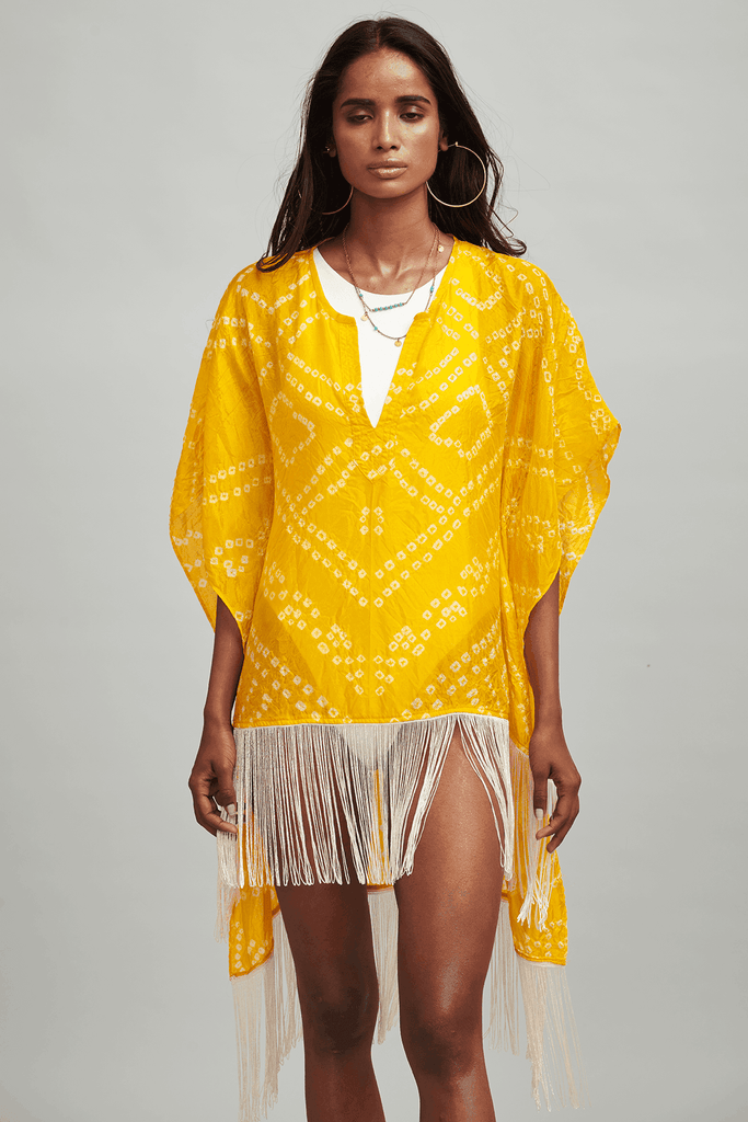 BANDHANI FRINGE KAFTAN TOP - dash and dot dash and dot