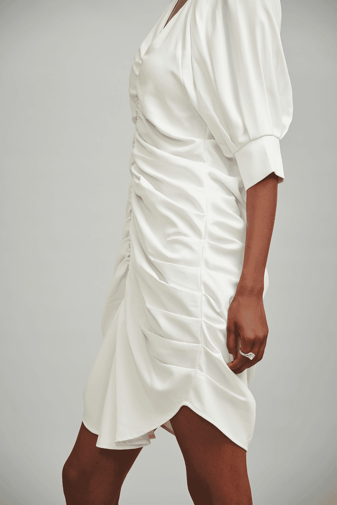 RUCHED FRONT DRESS - dash and dot dash and dot