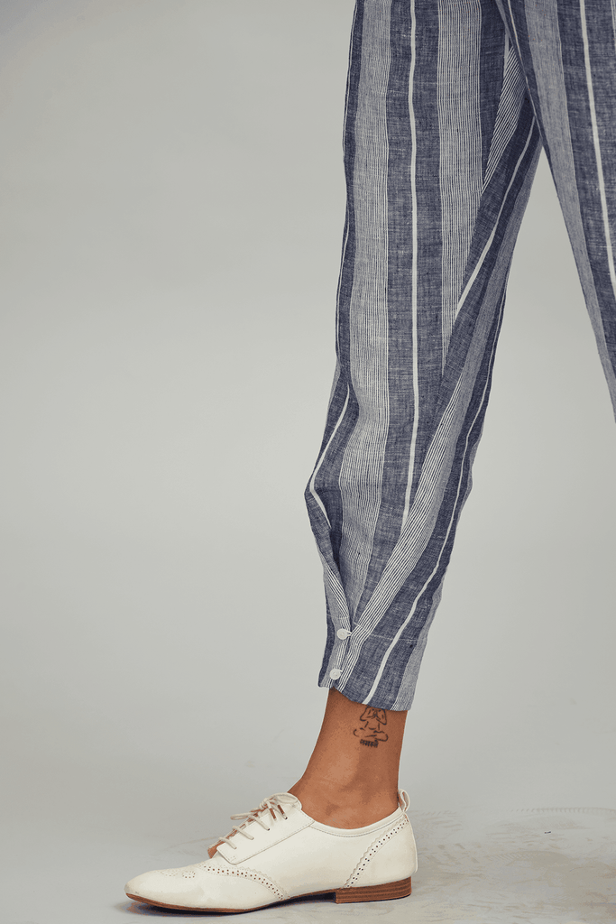 LINEN BUTTON PLEAT PANT - dash and dot dash and dot