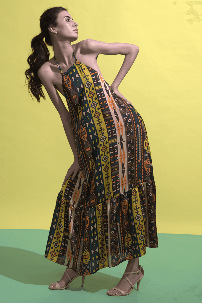 TRIBAL TIERED HALTER MAXI 2.0 - dash and dot dash and dot