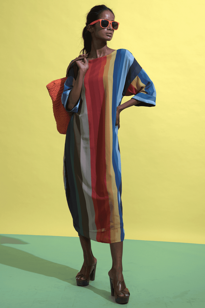 MULTICOLOUR STRIPE MIDI - dash and dot dash and dot