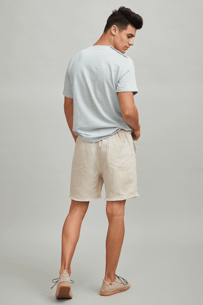 STRIPE FRINGE LINEN SHORTS - dash and dot dash and dot
