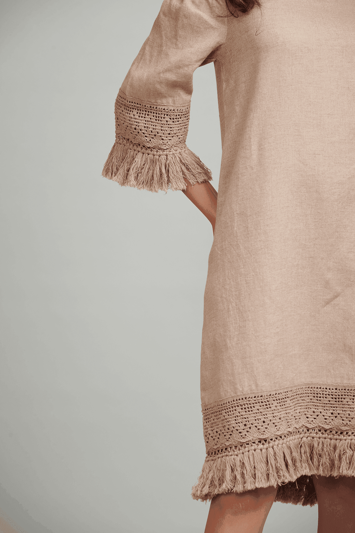 LINEN FRINGE-HEM MIDI - dash and dot