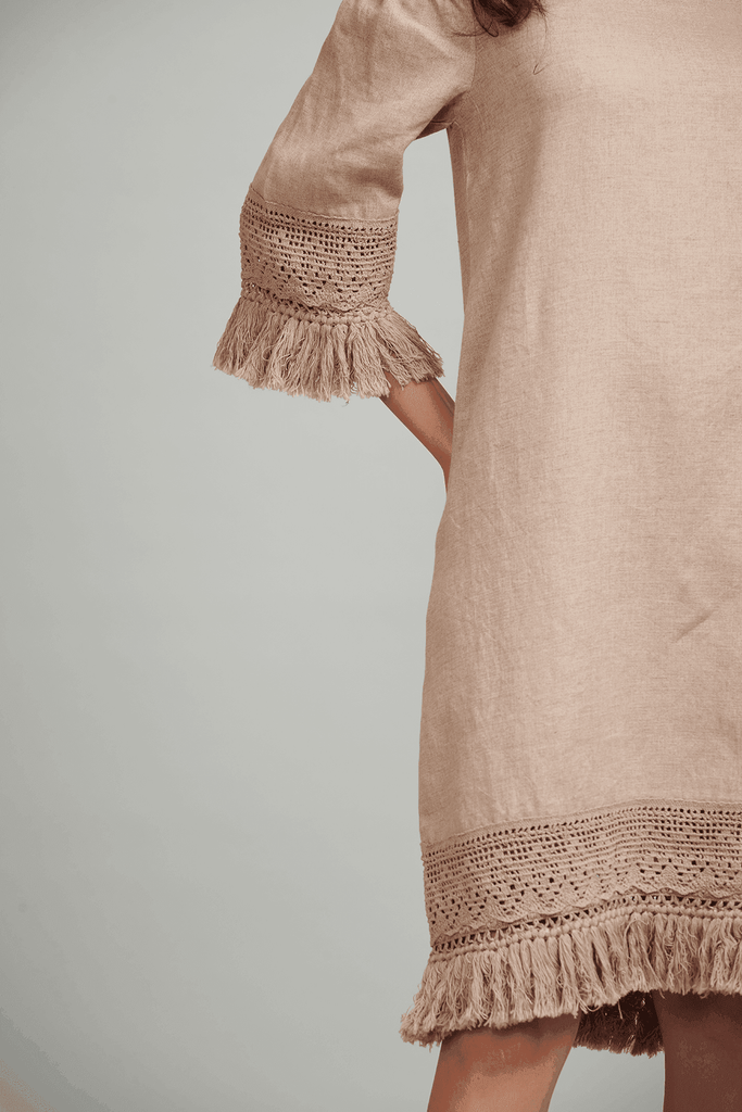 LINEN FRINGE-HEM MIDI - dash and dot dash and dot