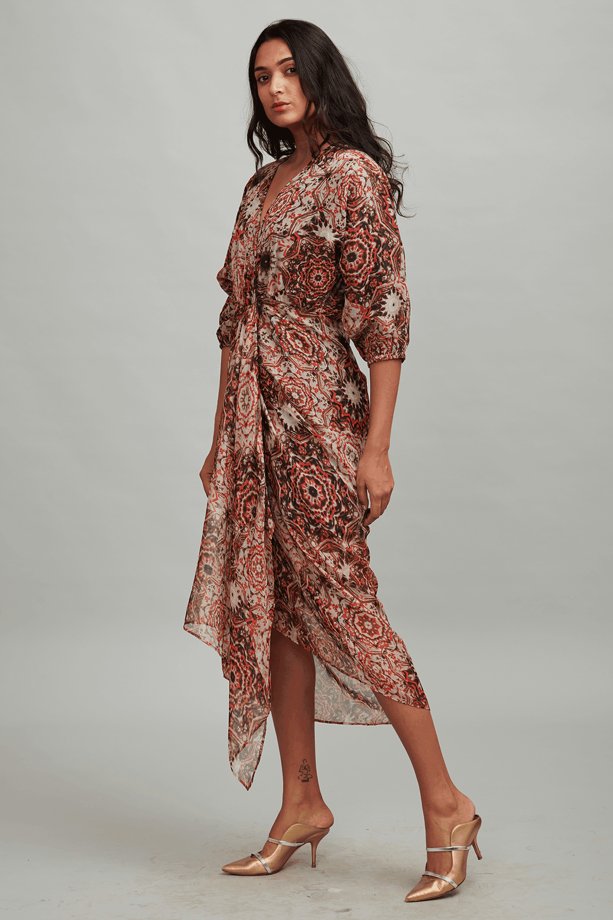 PRINTED WRAP DRESS - dash and dot