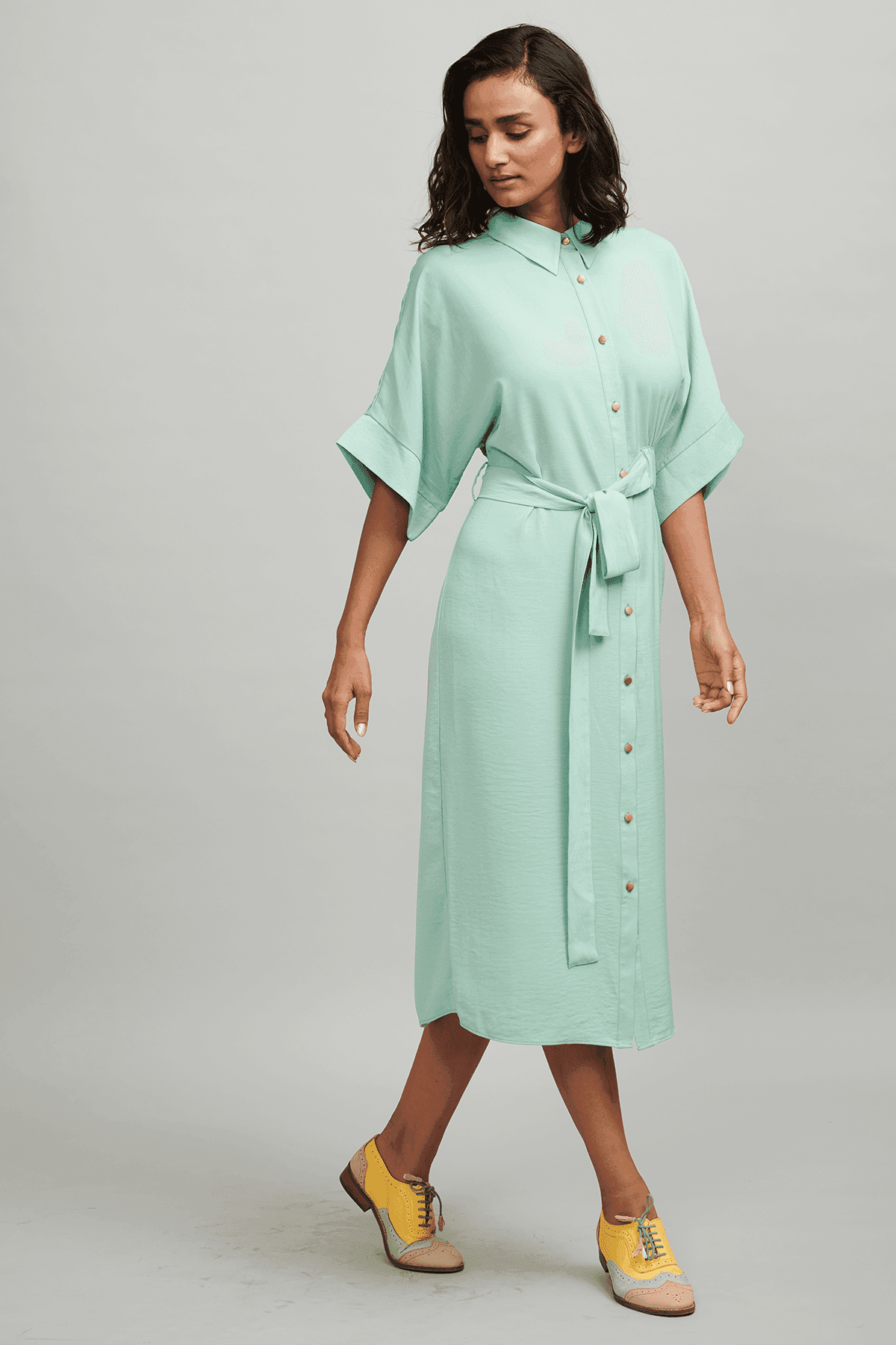 SIDE RUCHED SHIRT DRESS - dash and dot
