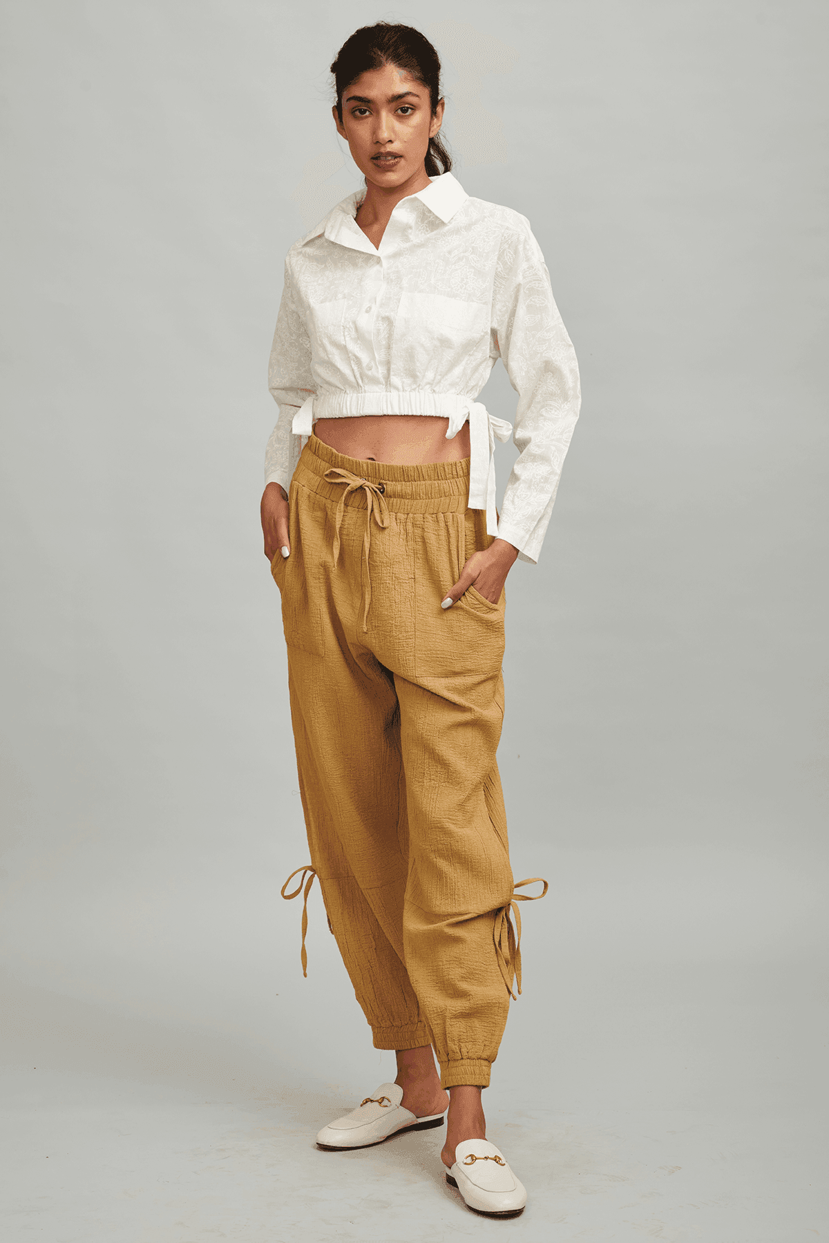 ALL WHITE CROP SHIRT - dash and dot