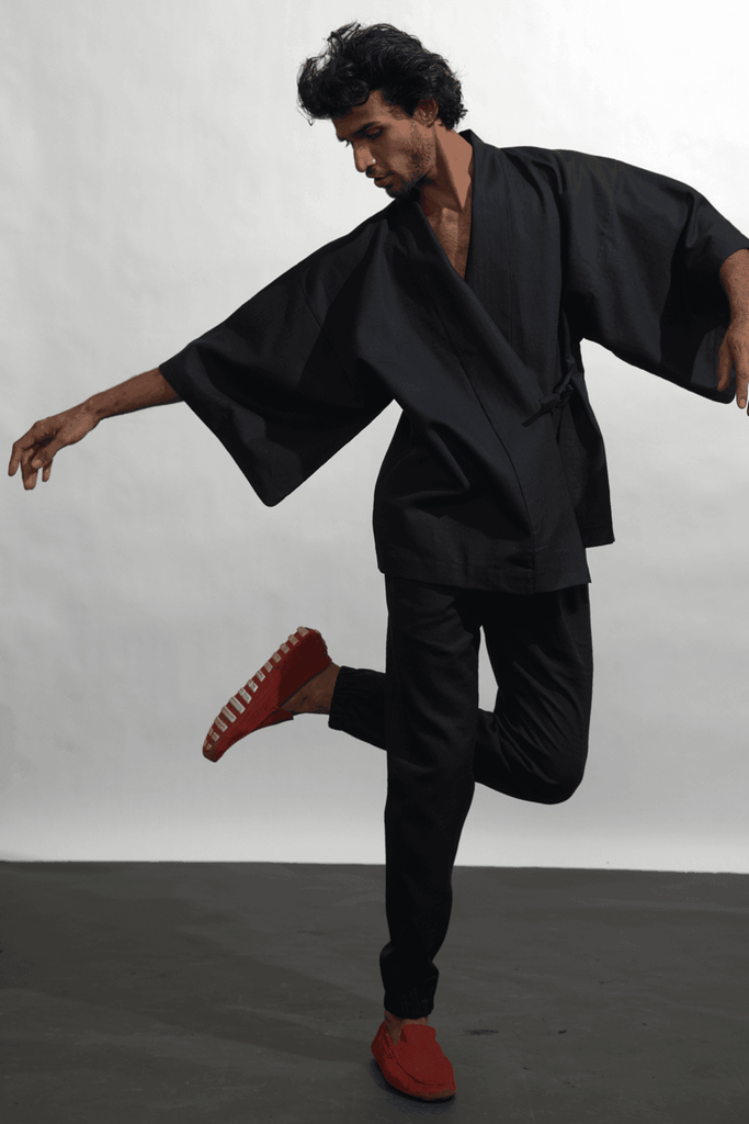 LINEN MEN'S KIMONO - dash and dot dash and dot