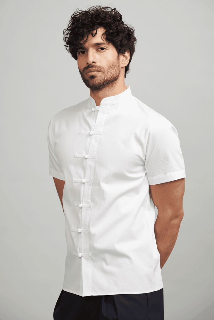 HALF SLEEVE KNOTTED BUTTON SHIRT - dash and dot dash and dot