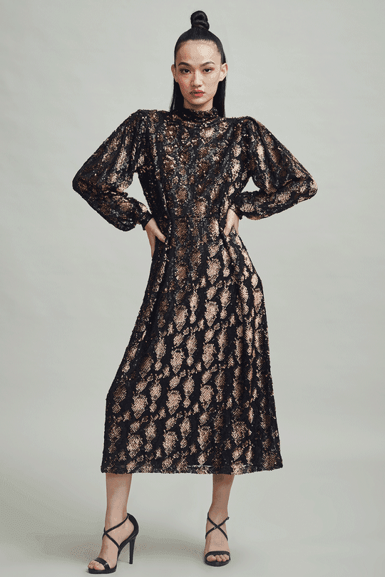 LEOPARD SEQUIN MIDI - dash and dot dash and dot