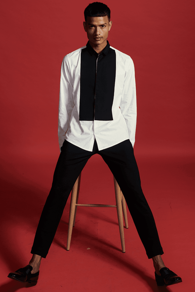 CONTRAST TUXEDO SHIRT - dash and dot