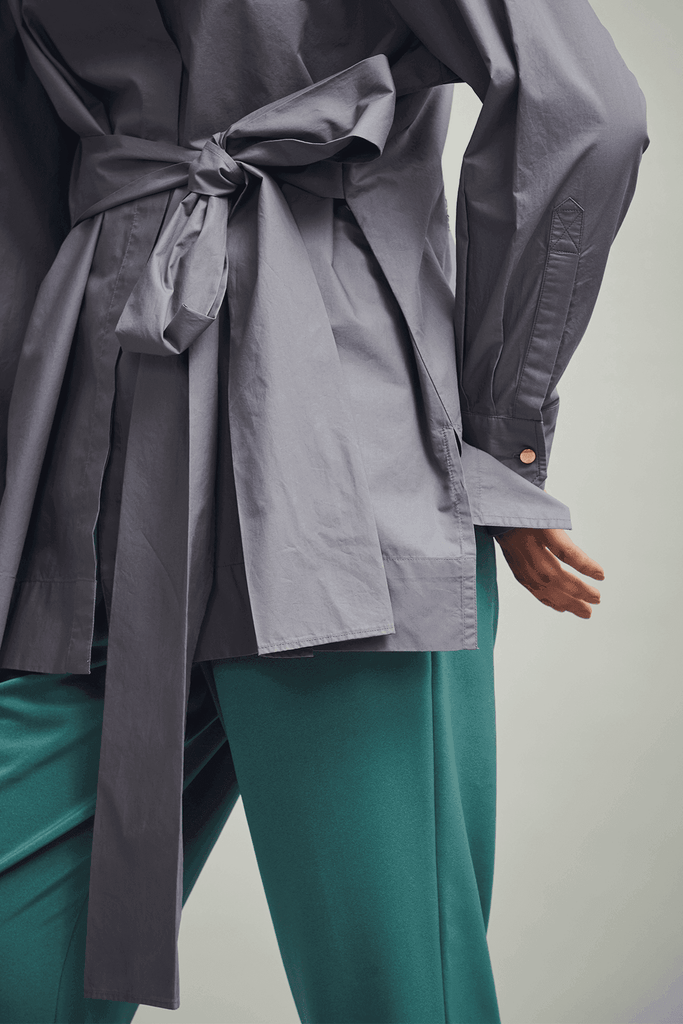 TIE UP POPLIN SHIRT - dash and dot dash and dot
