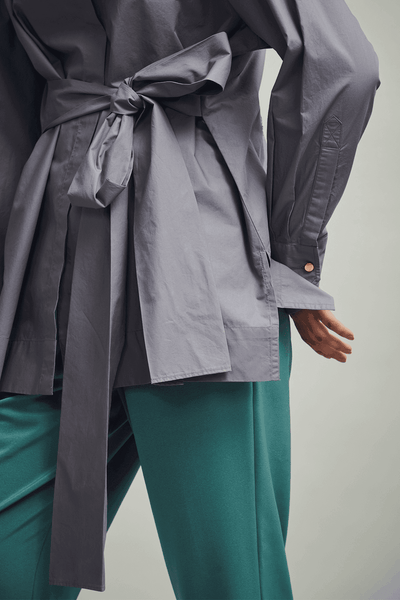 TIE UP POPLIN SHIRT - dash and dot