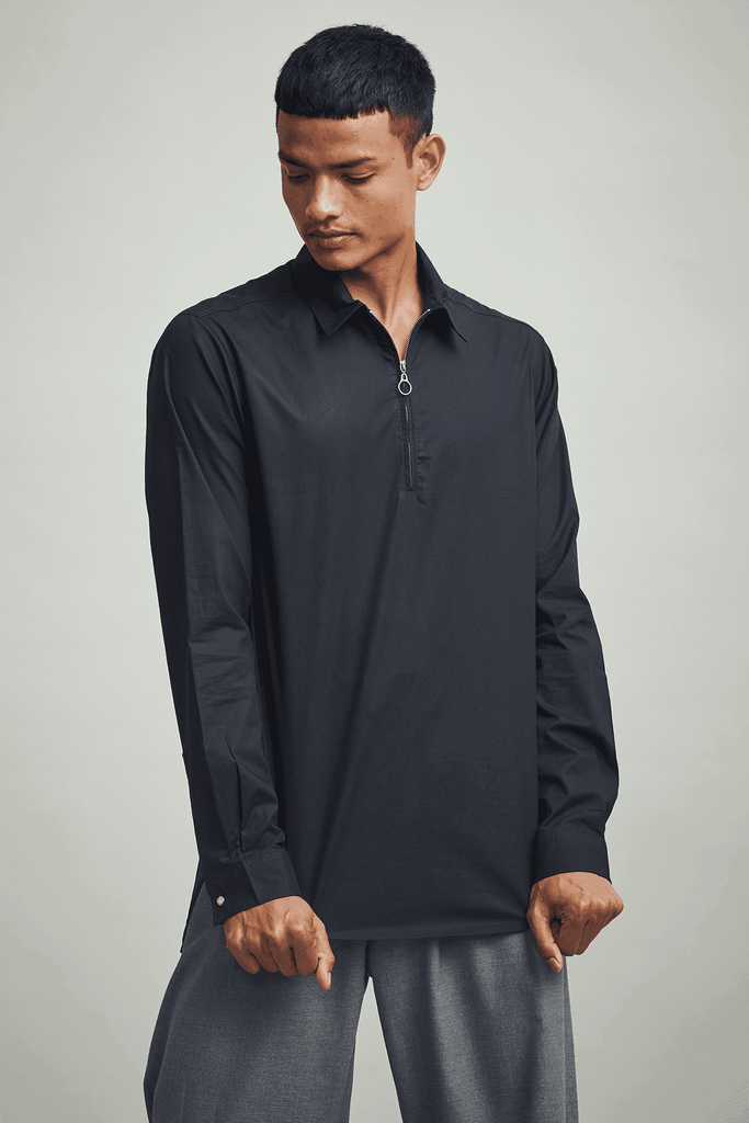 ZIP FRONT POPOVER - dash and dot dash and dot