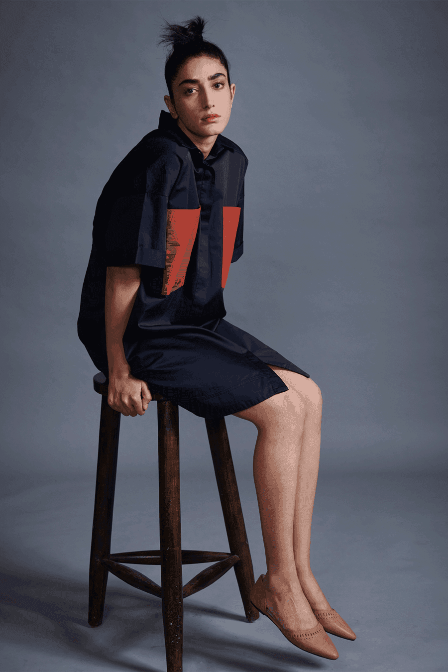 CONTRAST POCKET SHIRT DRESS - dash and dot