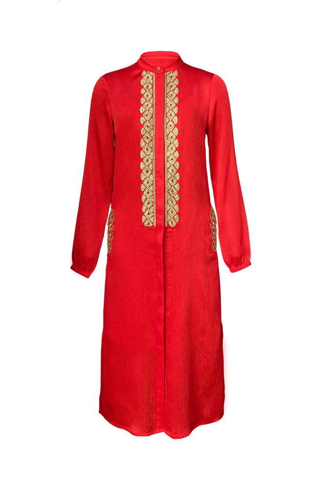 GOTA EMBROIDERED SHIRT DRESS - dash and dot dash and dot