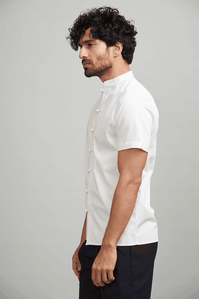 HALF SLEEVE KNOTTED BUTTON SHIRT - dash and dot dash and dot