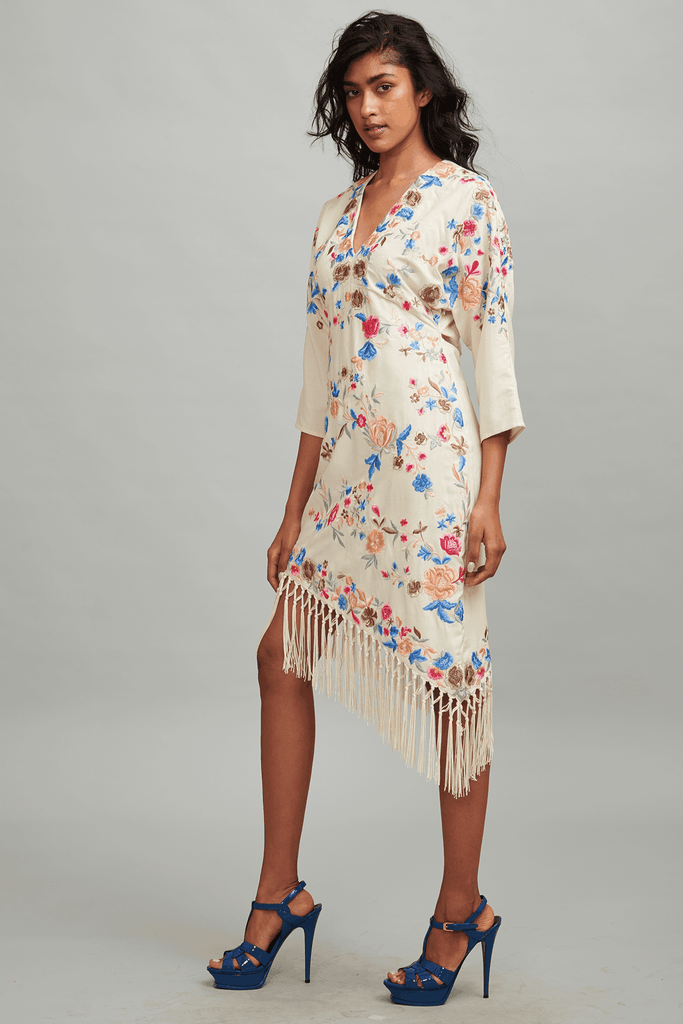 MULTICOLOUR FRINGE HEM DRESS - dash and dot dash and dot