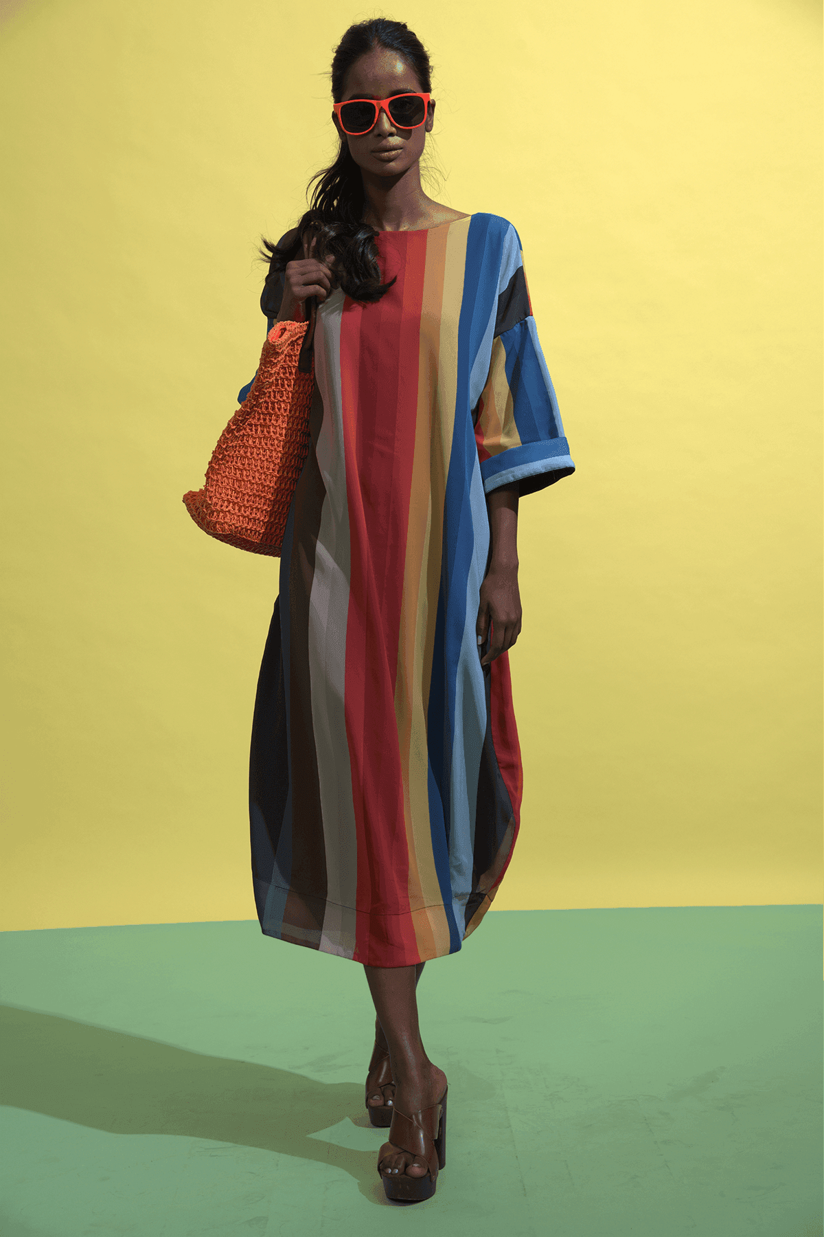 MULTICOLOUR STRIPE MIDI - dash and dot