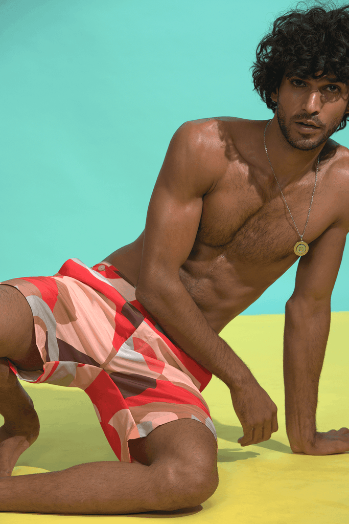 ABSTRACT PRINT SWIM SHORTS - dash and dot dash and dot