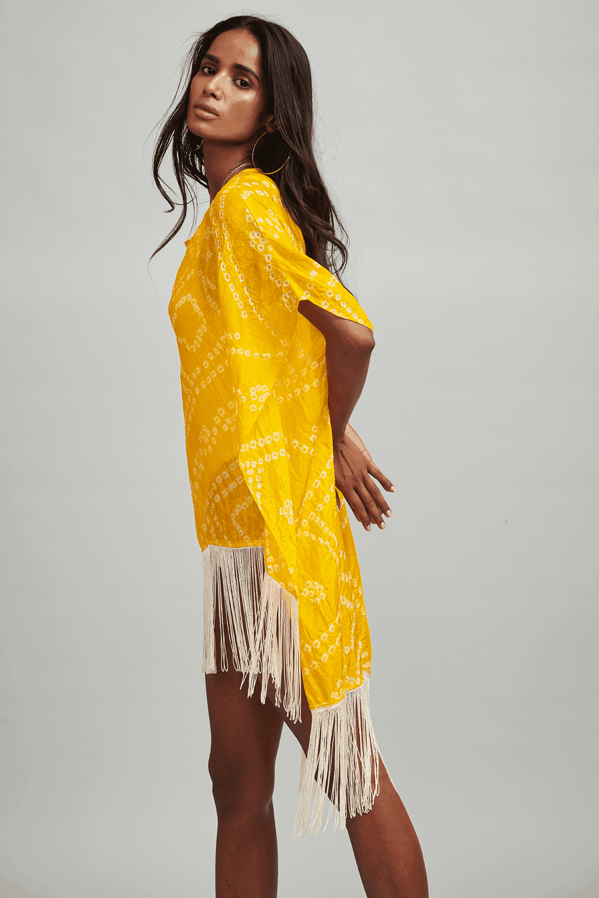 BANDHANI FRINGE KAFTAN TOP - dash and dot