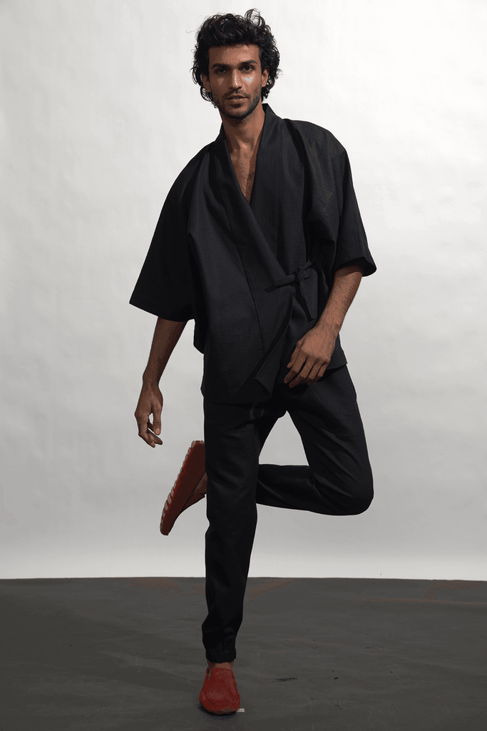 LINEN MEN'S KIMONO - dash and dot dash and dot