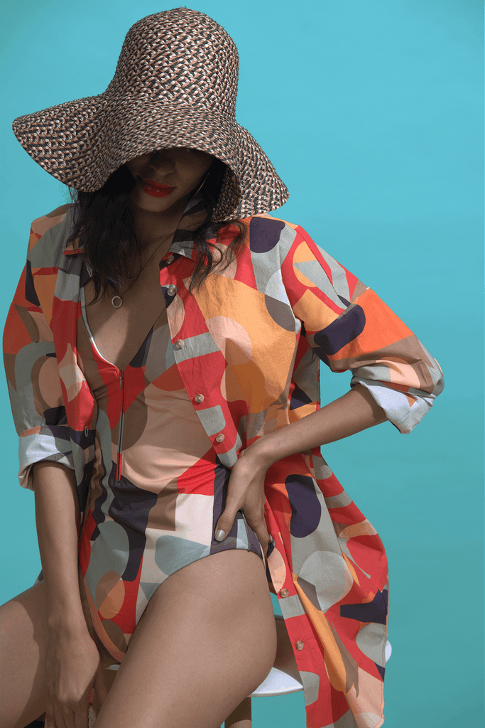 ABSTRACT PRINT SHIRT DRESS - dash and dot dash and dot