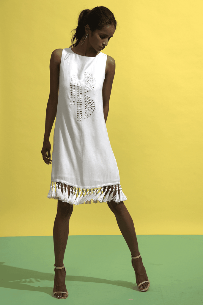 MIRROR MOTIF TASSLE DRESS - dash and dot dash and dot