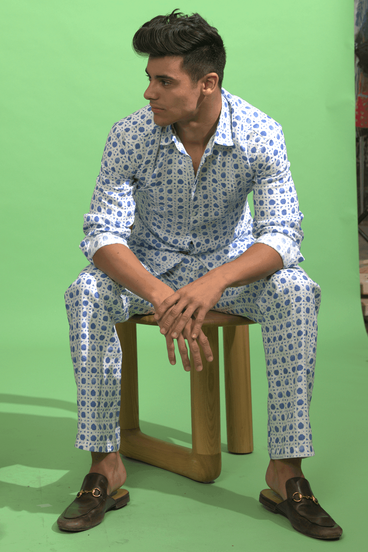 CANING PRINT LINEN PANT - dash and dot