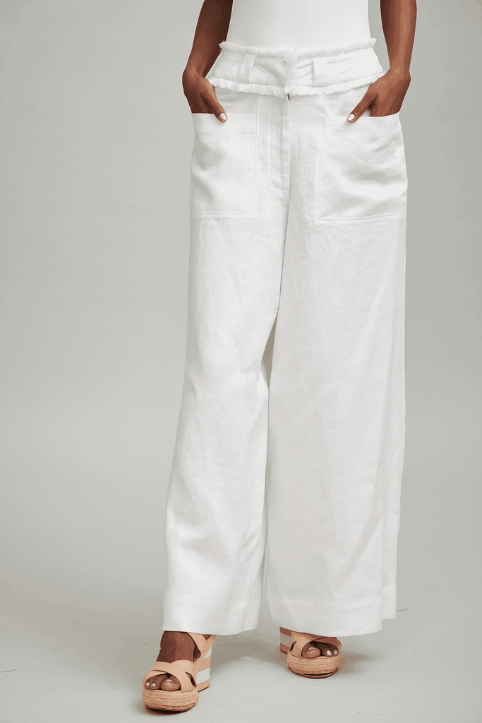 WHITE LINEN PANT - dash and dot dash and dot