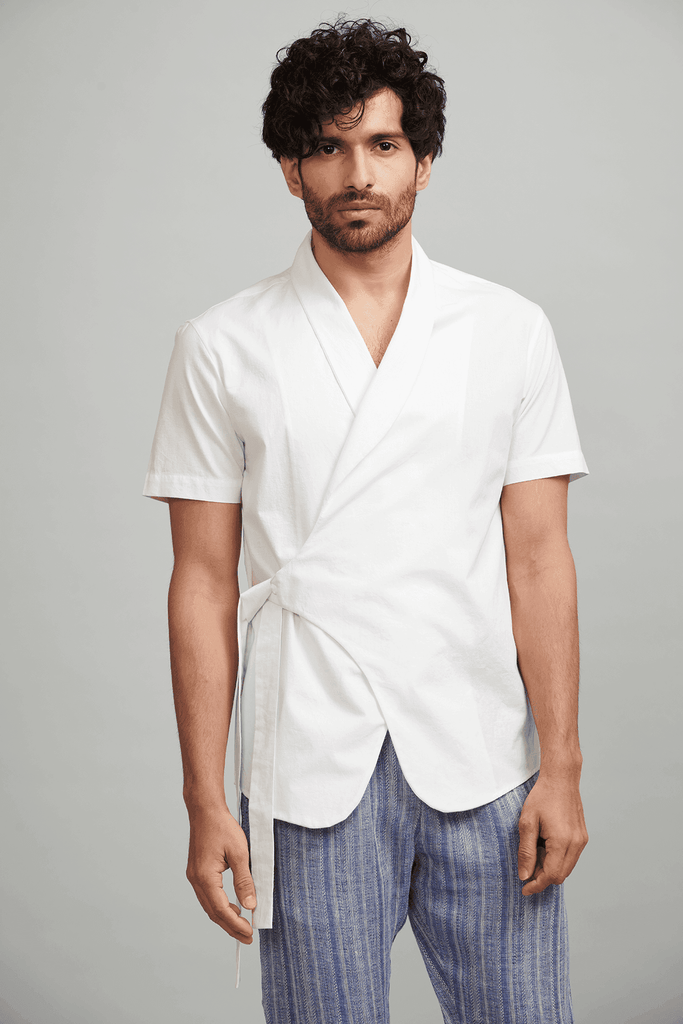 SIDE TIE HALF SLEEVE SHIRT - dash and dot dash and dot