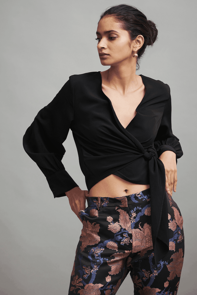 WRAP TIE TOP - dash and dot dash and dot