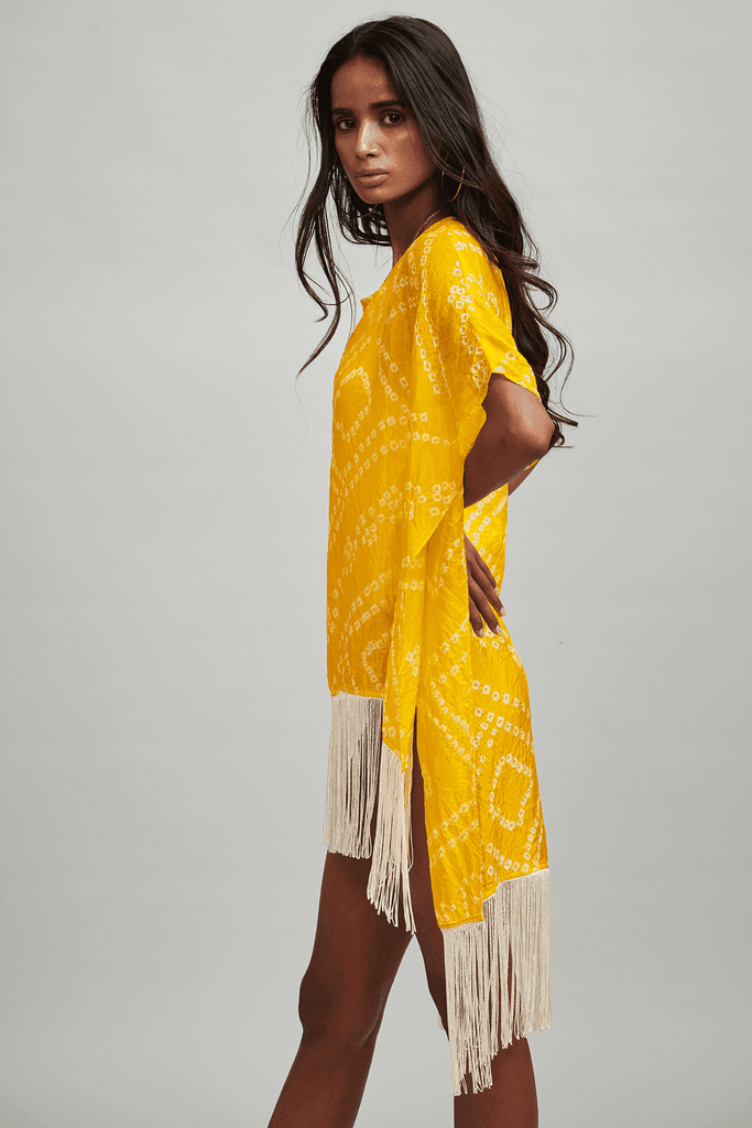 BANDHANI FRINGE KAFTAN TOP - dash and dot dash and dot