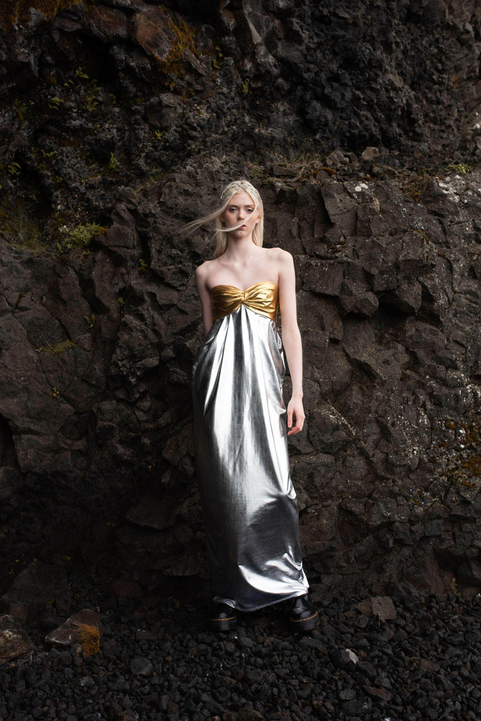 METALLIC BLOCK DRESS - dash and dot dash and dot