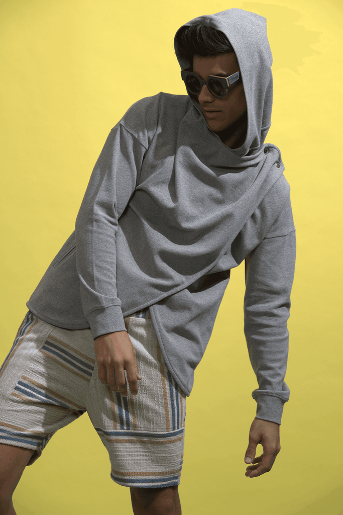 DOUBLE OVERLAP HOODIE - dash and dot dash and dot