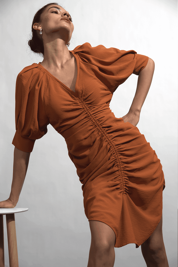 RUCHED FRONT DRESS - dash and dot dash and dot