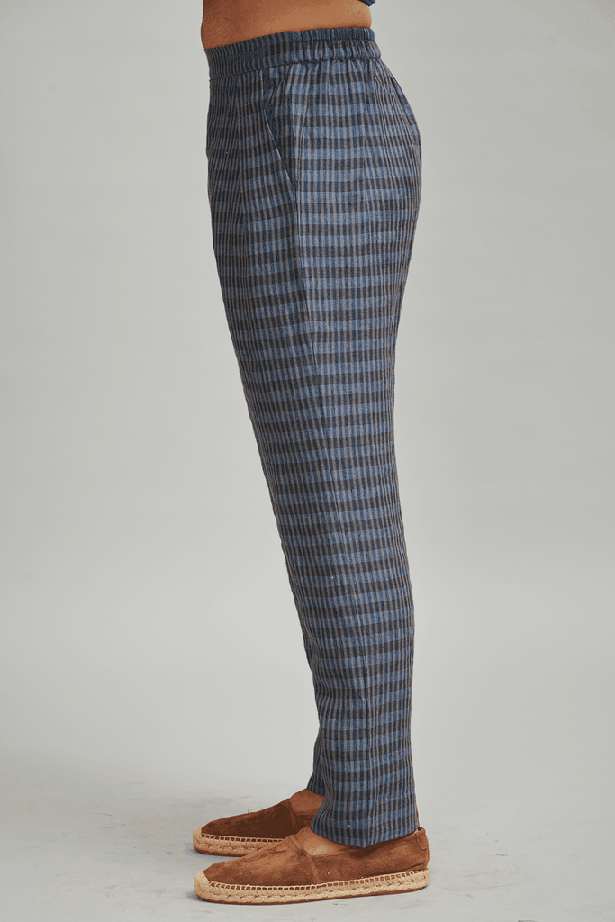 LINEN CHECK PLEAT PANT - dash and dot dash and dot