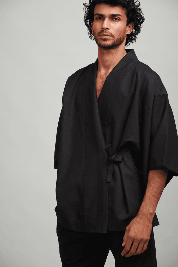 LINEN MEN'S KIMONO - dash and dot dash and dot