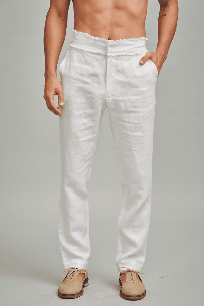 WHITE LINEN PANT - dash and dot dash and dot