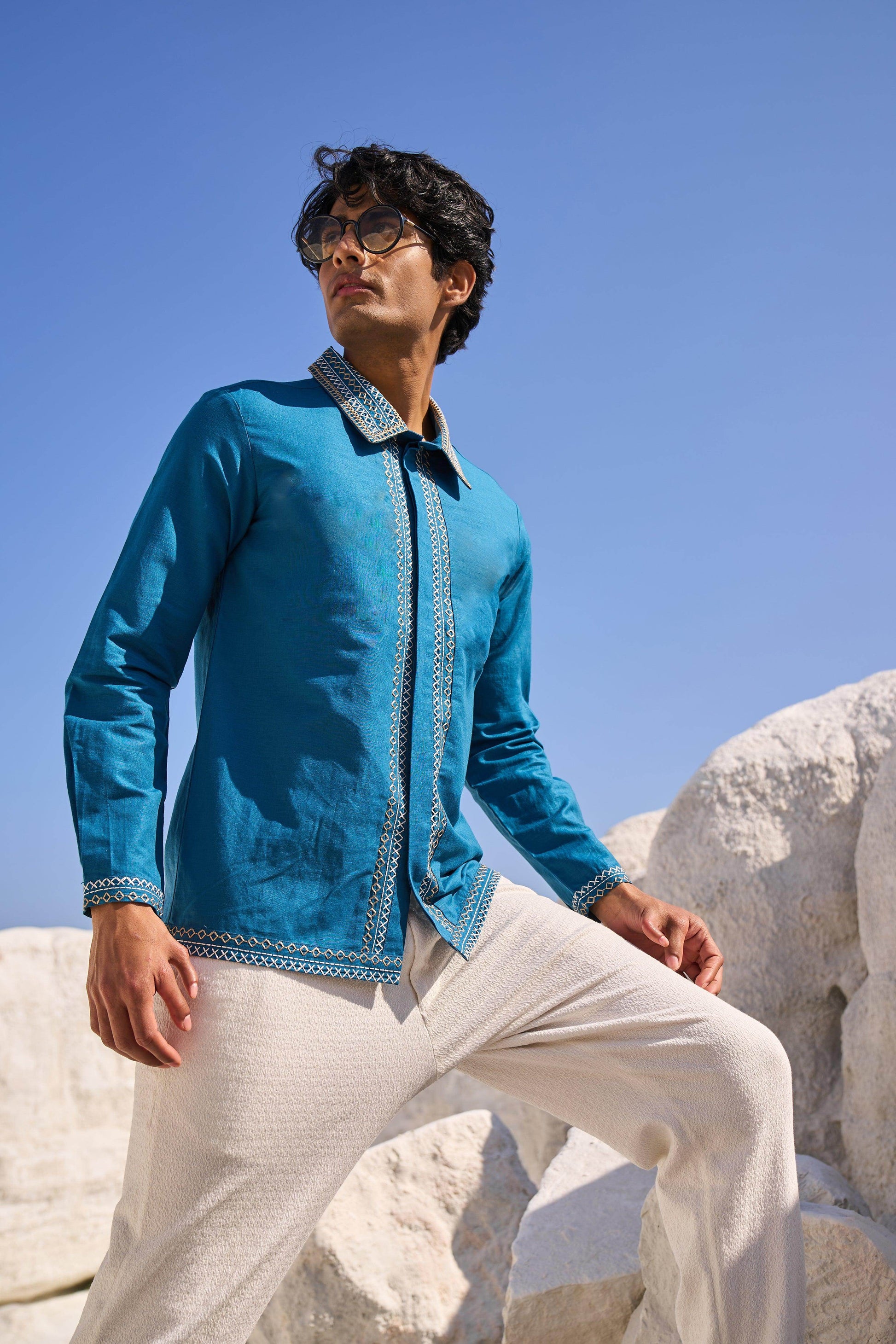 CONTRAST STITCH SHIRT - dash and dot