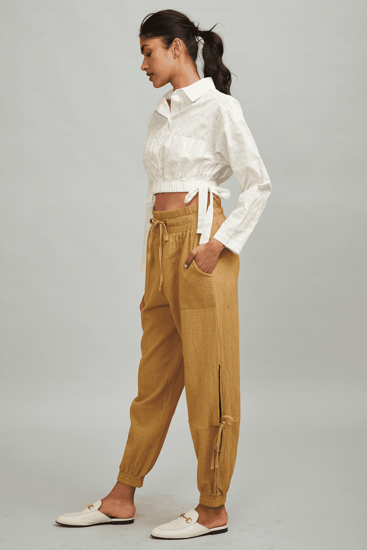 ALL WHITE CROP SHIRT - dash and dot