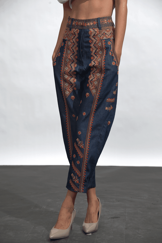 DENIM EMBROIDERED PANT - dash and dot dash and dot