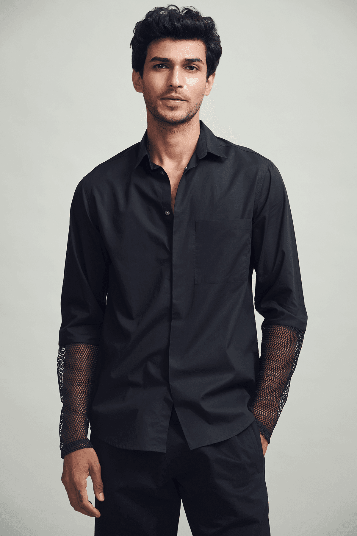 MESH CUFF SHIRT - dash and dot