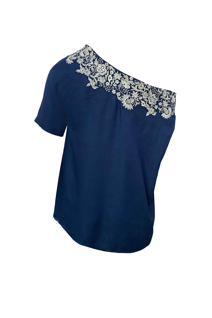 EXPOSED SHOULDER EMBROIDERED TOP - dash and dot dash and dot