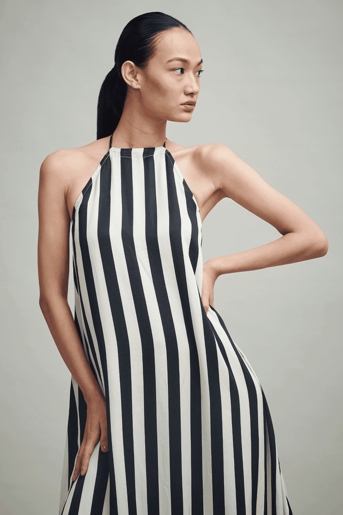 B&W STRIPE HALTER MAXI - dash and dot dash and dot