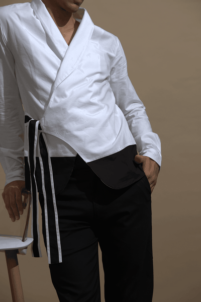 SIDE TIE COLOUR BLOCK SHIRT - dash and dot