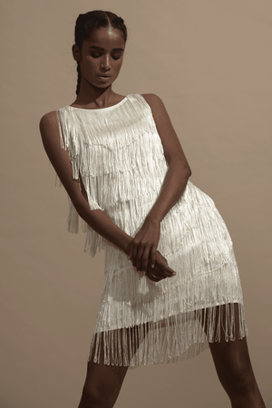 IVORY FRINGE DRESS - dash and dot
